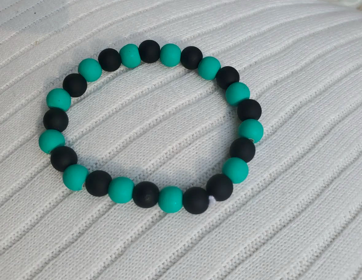 Bracelet Perles Noires Mates