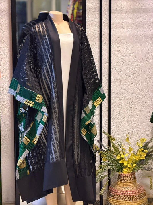 Kimono long noir pour femme