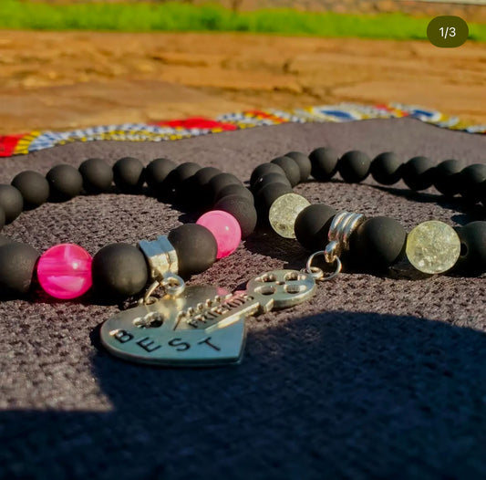 Duo bracelet BFF Perle mates noir