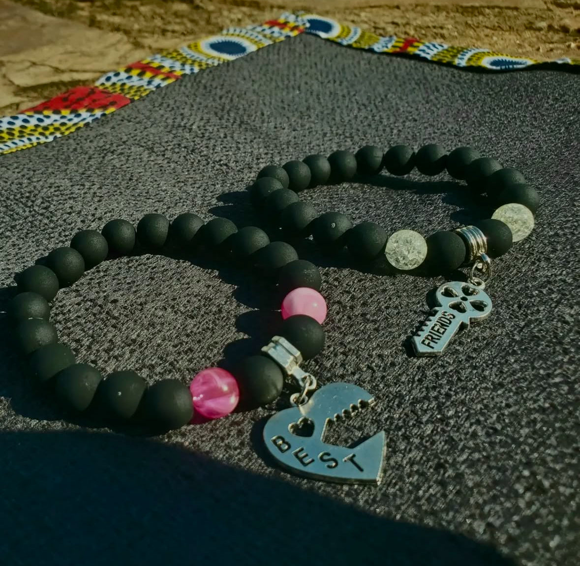 Duo bracelet BFF Perle mates noir