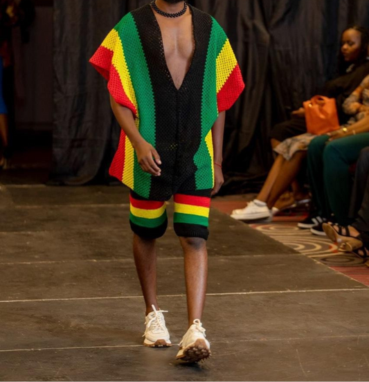 Ensemble Cardigan Rasta mi long sans manches et short