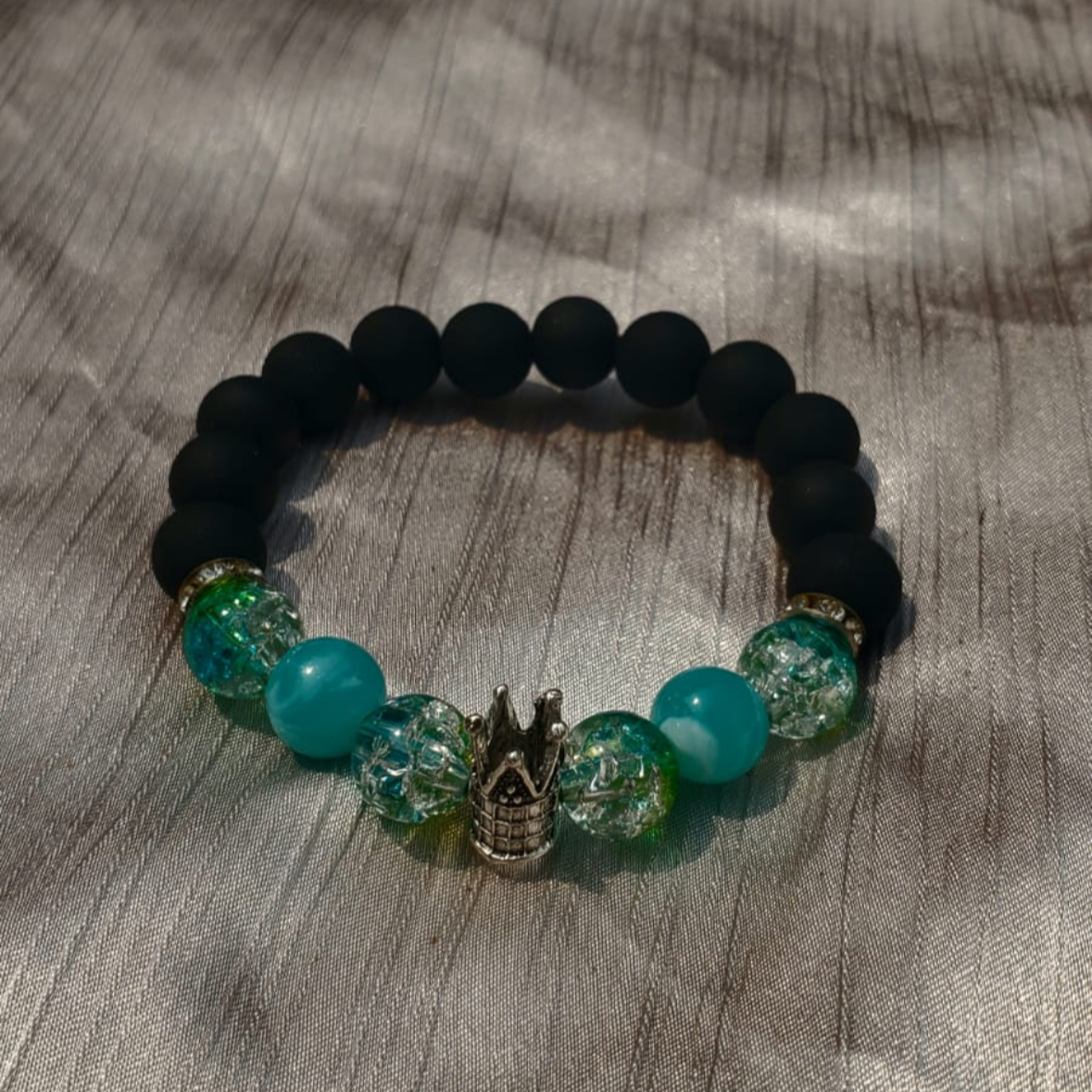 Bracelet Perles Noires Mates
