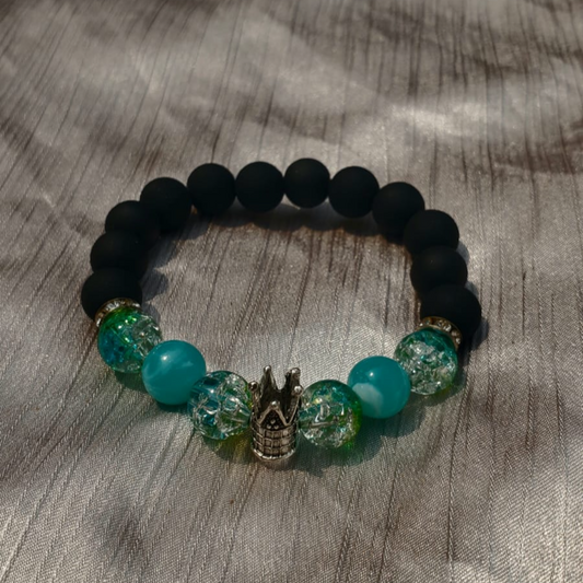 Bracelet Perles Noires Mates